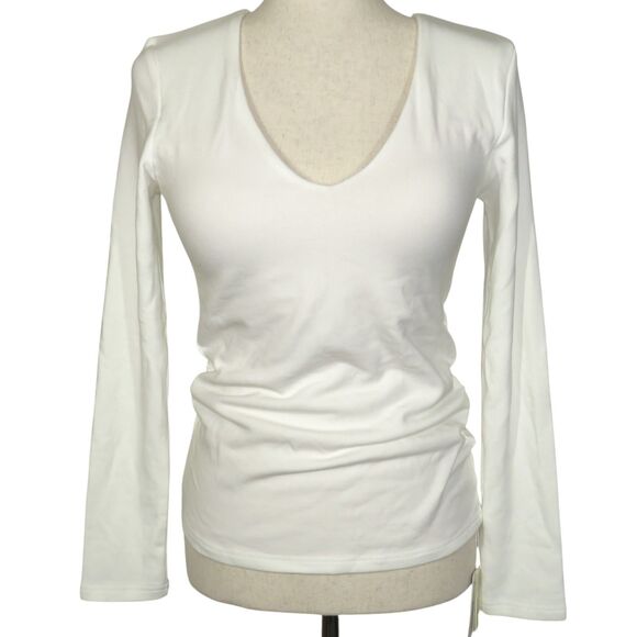 OGL Soft Cozy Thermal Brushed V Neck Long Sleeve Ruched Brami Top Size Medium - Picture 1 of 10